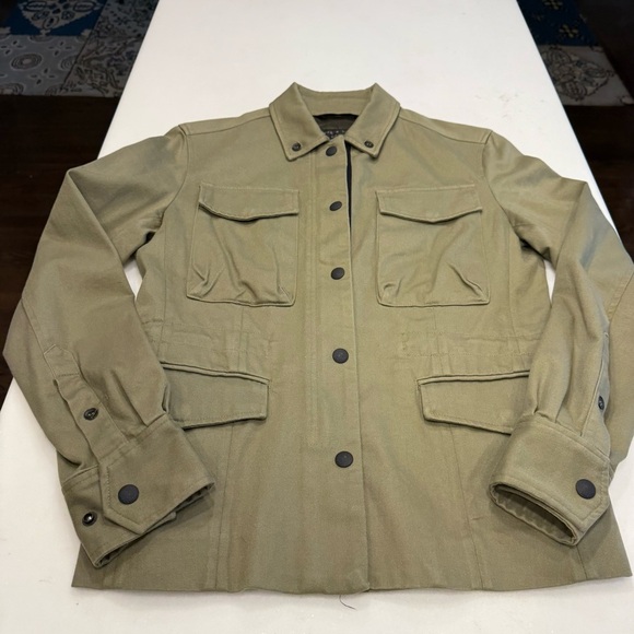 Rag & Bone Womens Army Olive Green Utility Snap Button Zip Military Jacket sz 4 - Picture 10 of 16
